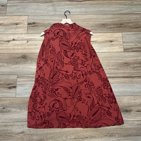 Soft Surroundings Waterfall Sweater Vest SZ Large Open Front Sleeveless Red - Picture 8 of 10